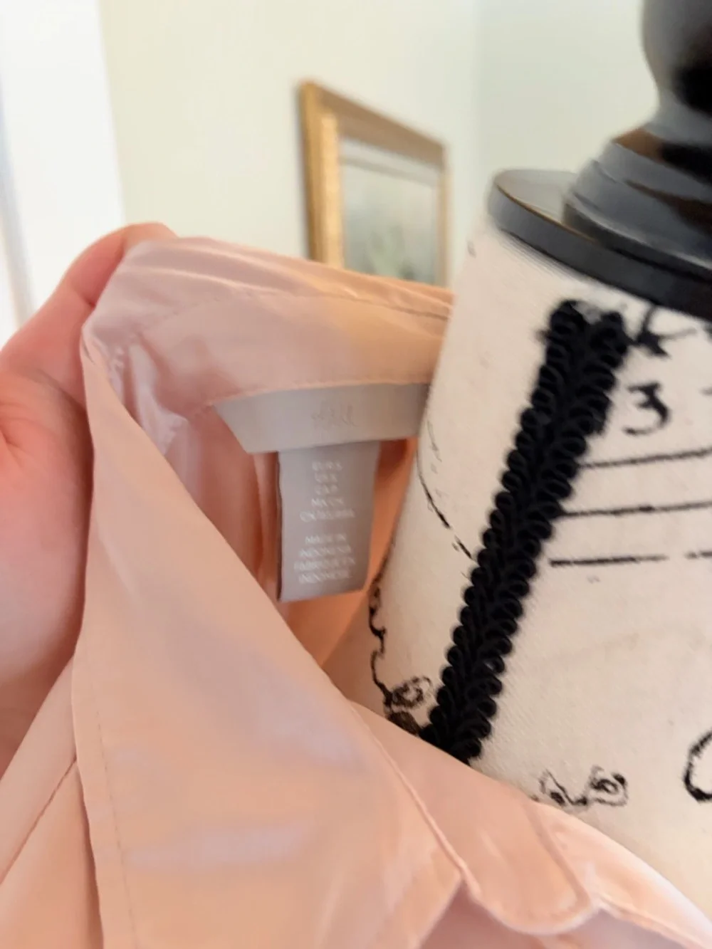 H&M Women's Light Pink Satin Button Down Shirt - Picture 3 of 3